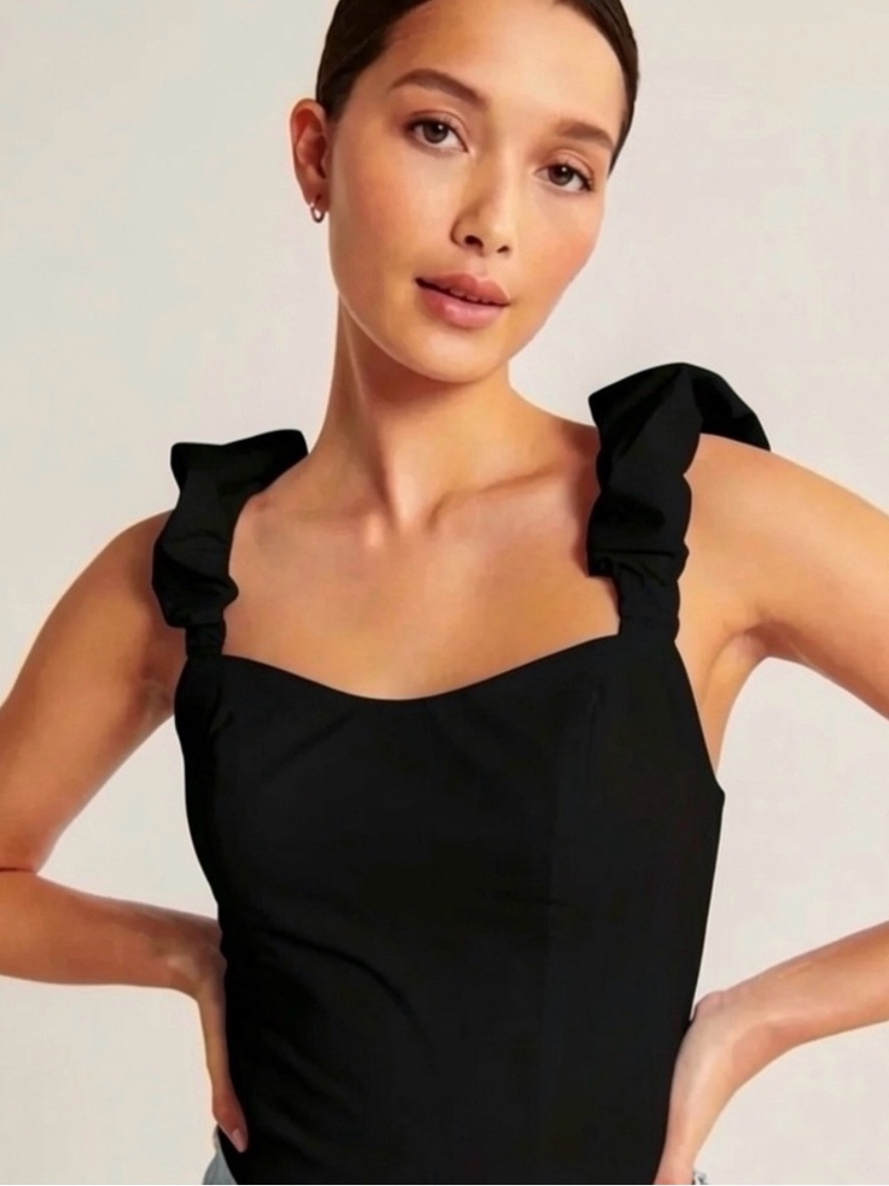 Abercrombie Ruffle Strap Cropped Top